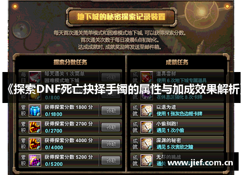 《探索DNF死亡抉择手镯的属性与加成效果解析》